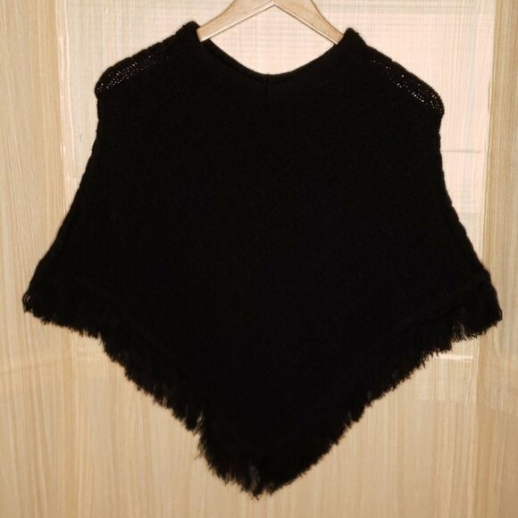 Say What Womens Black Rib Knit Poncho OS - Picture 1 of 3